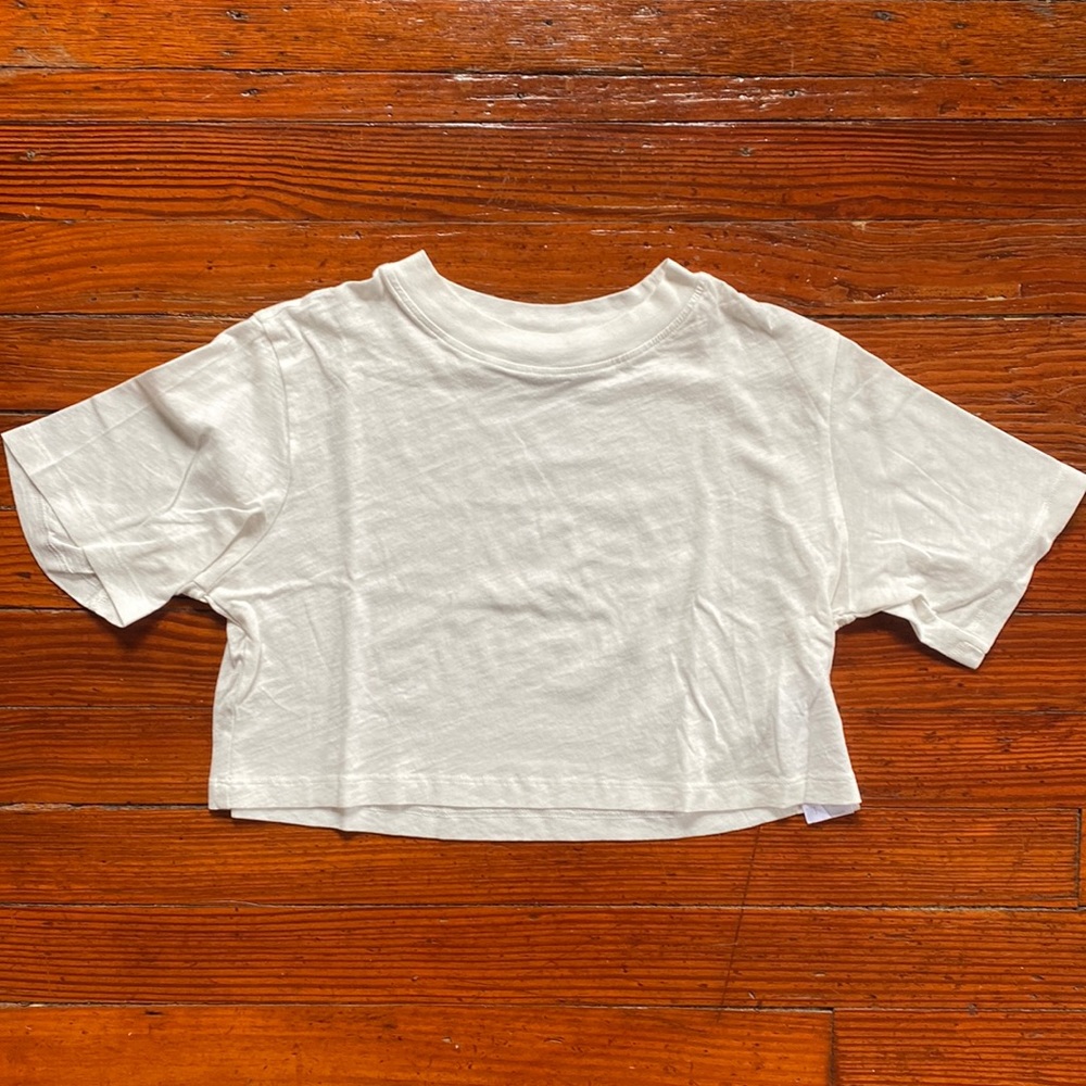All Saints Benno Cropped White T-Shirt Small